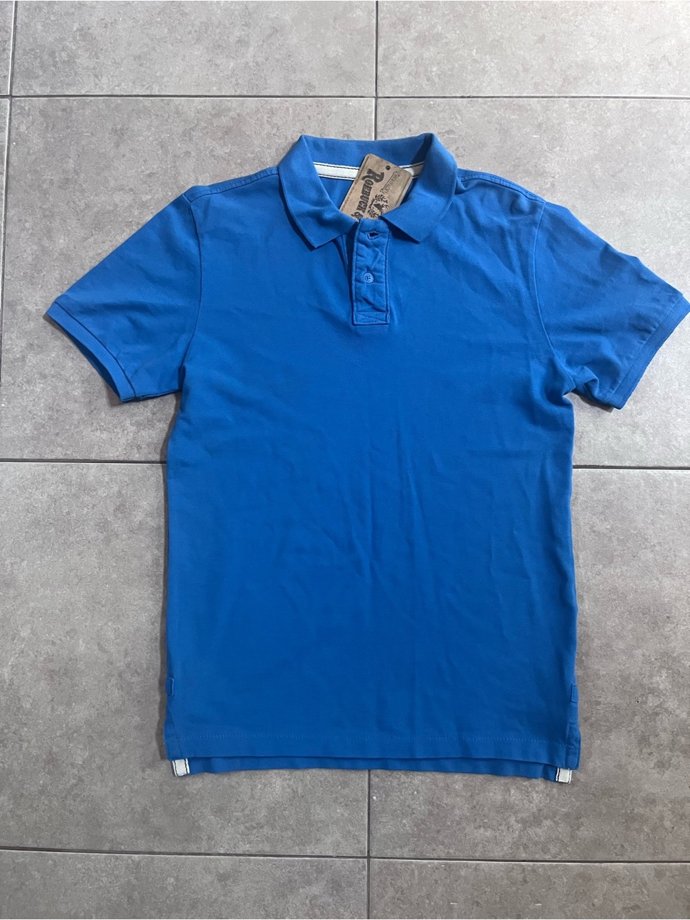 NWT Roebuck & Co Polo Shirt Men Small Blue Solid Short Sleeve Cotton